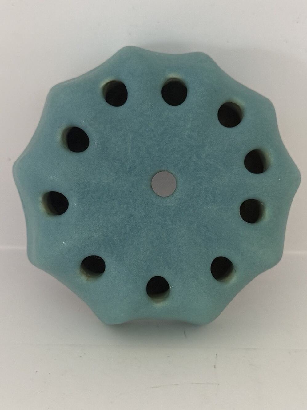 Vintage Van Briggle Signed Pottery Blue Teal 11 Hole Flower Frog Star Shape